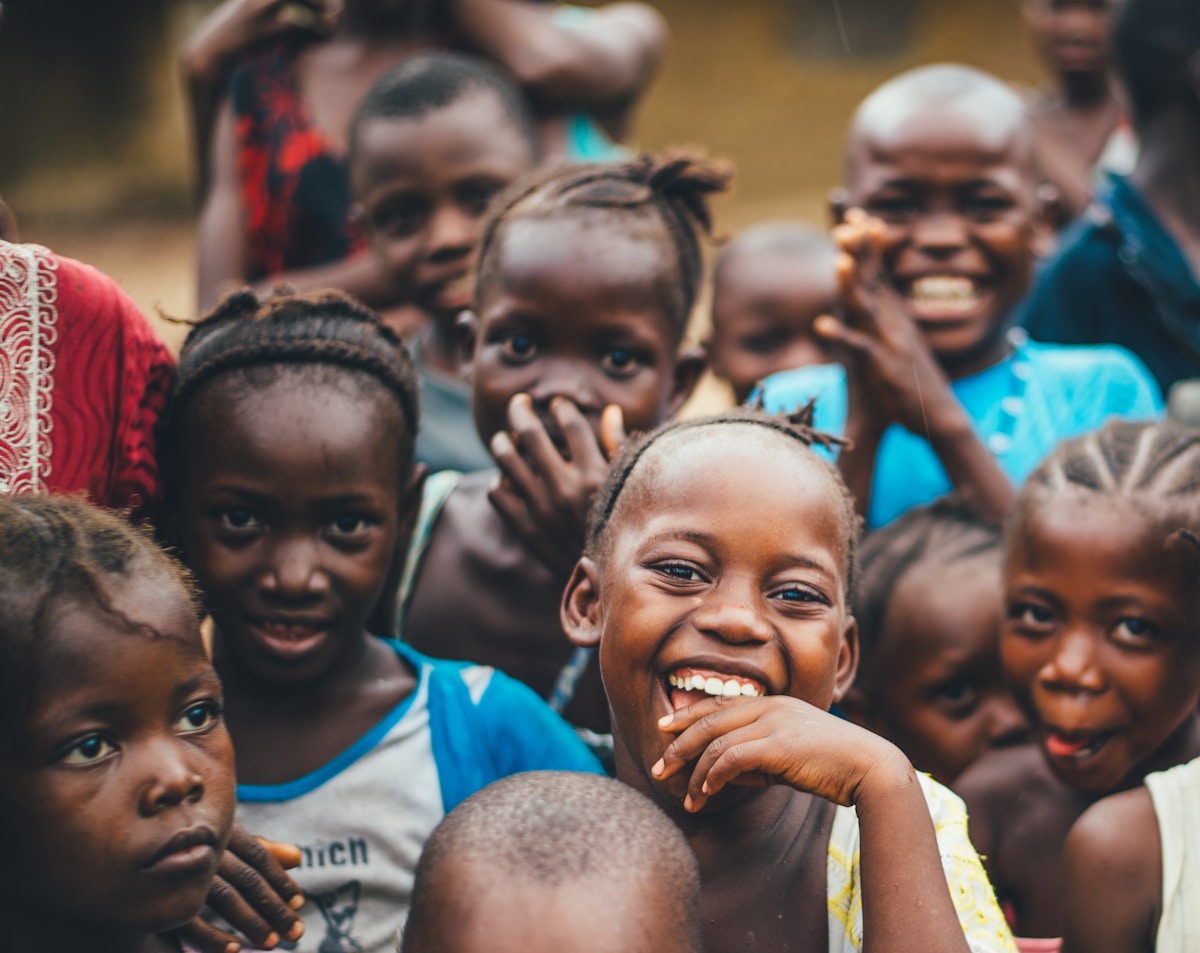 Smiling children in a rural African community